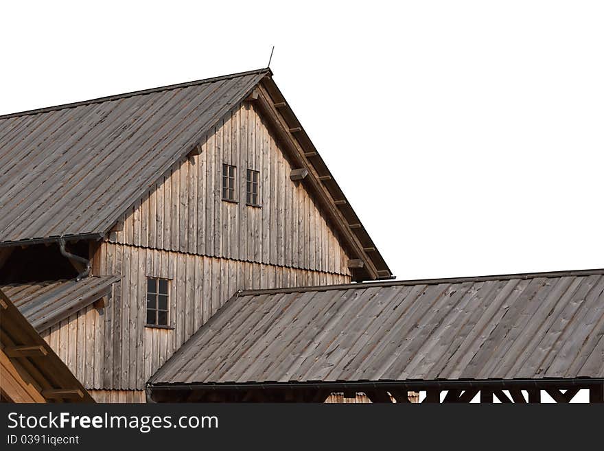 The big rural house on a white backgroun. The big rural house on a white backgroun