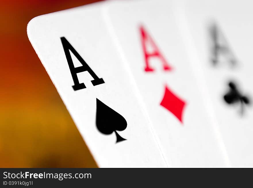 Playing cards on a colorful soft background