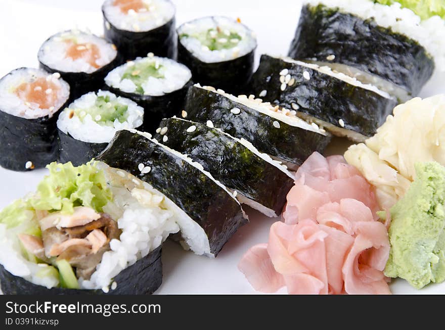 Sushi dish on a white plate