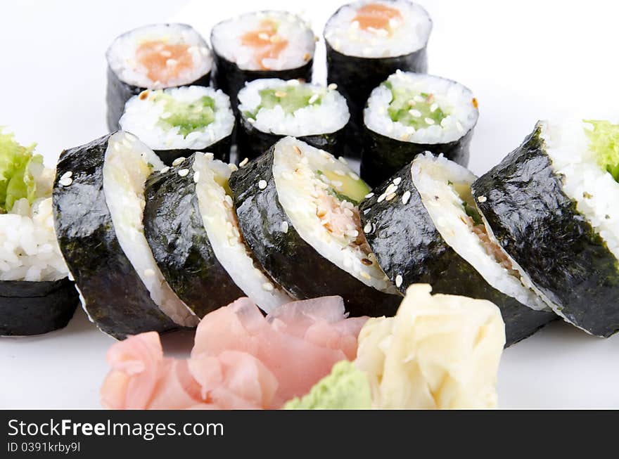 Sushi dish on a white plate