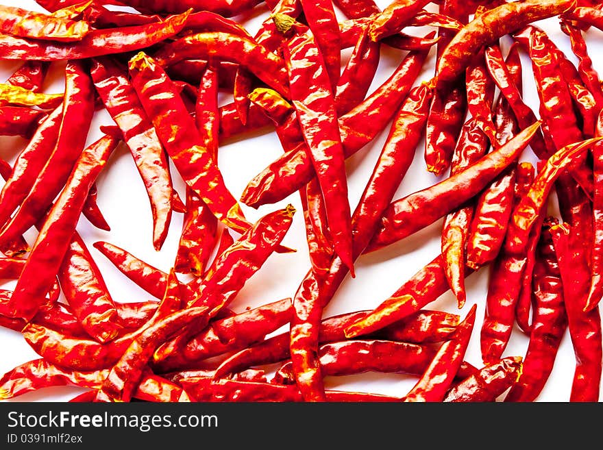 Red hot chili pepper on white background Of indigenous peoples thai