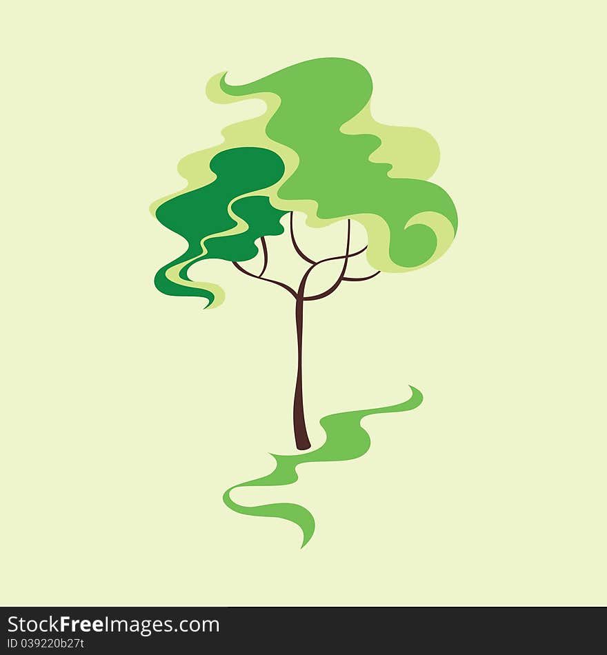 Card with stylized tree. Vector illustration