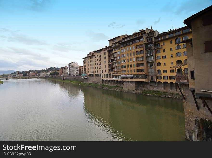 Lungarni view from Ponte Vecchio, Florence. Lungarni view from Ponte Vecchio, Florence