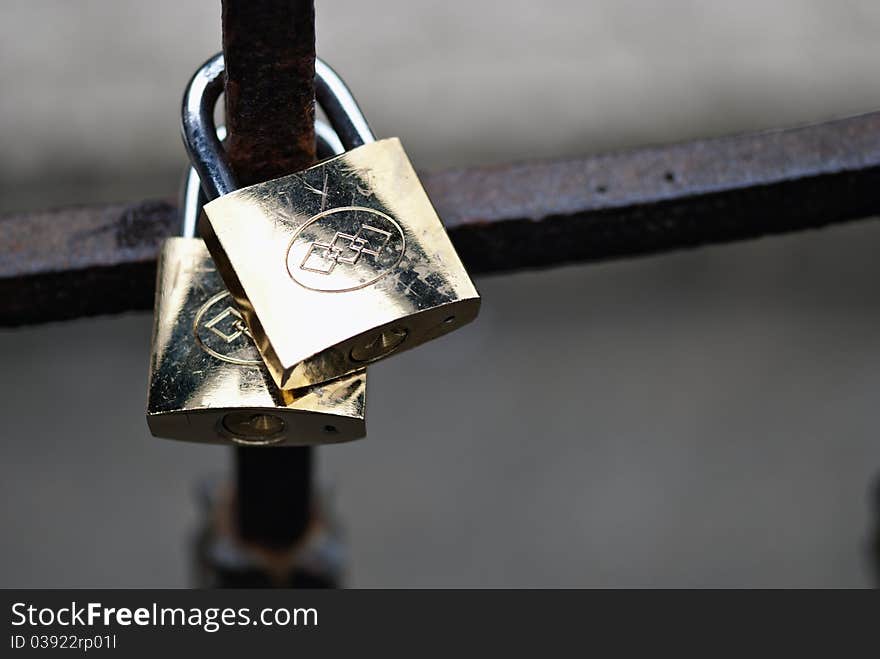 Padlocks in a Street of Florence, Italy