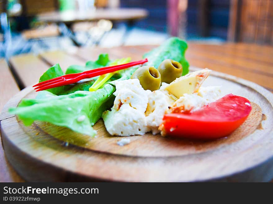 Prepared food in plates ready for tasting