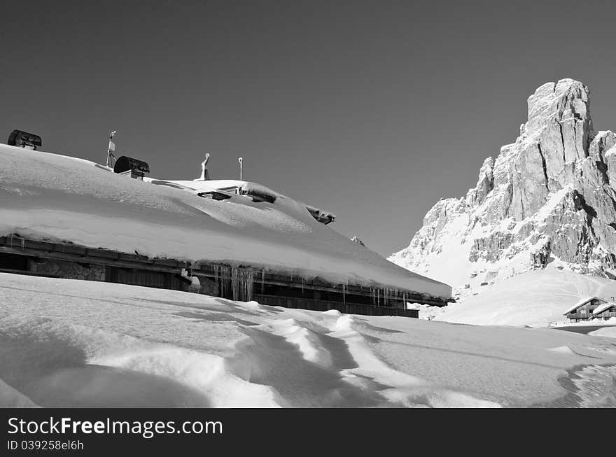 Snowy Landscape of Dolomites