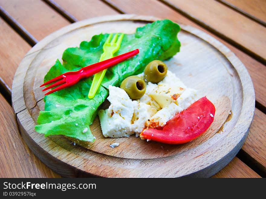 Prepared food in plates ready for tasting