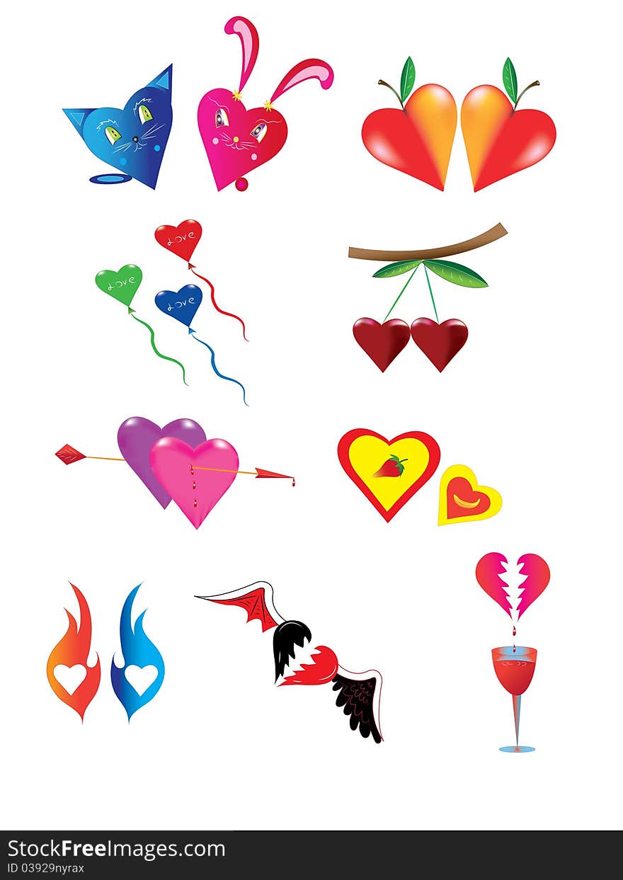 Various hearts.