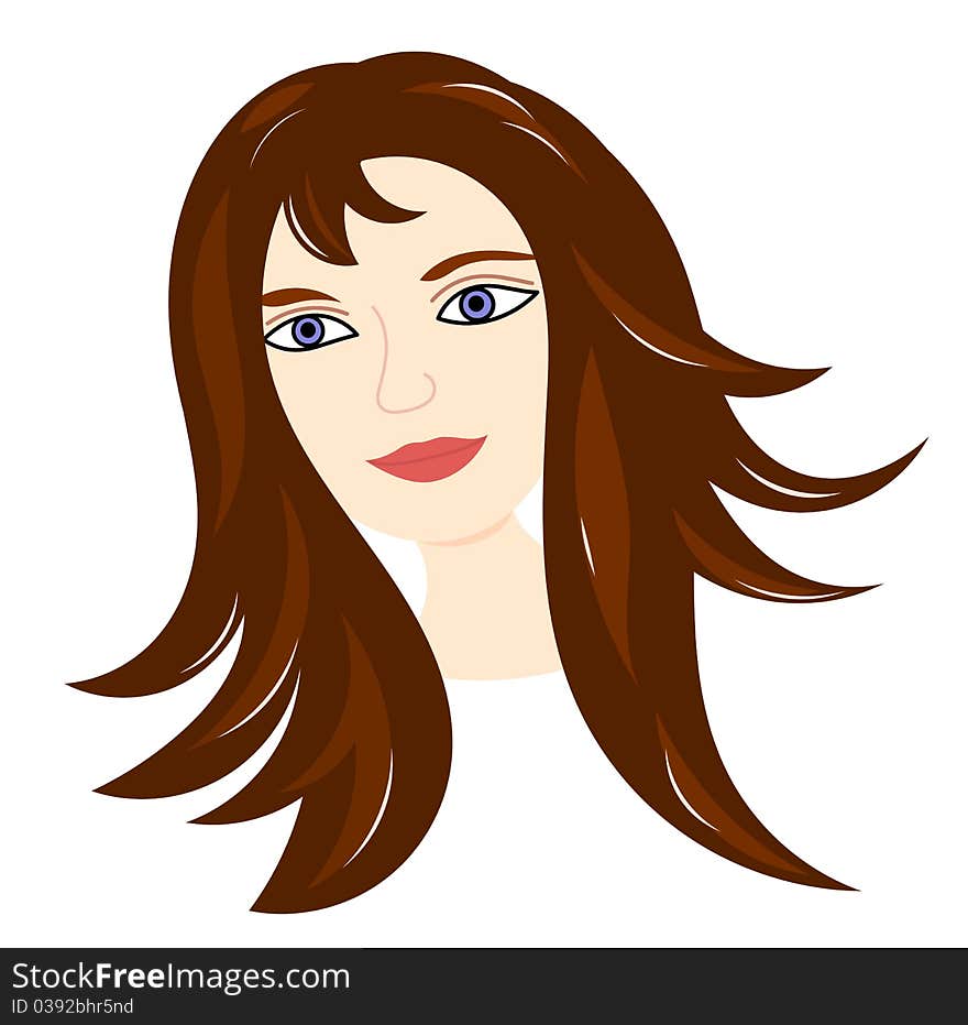 Young woman face. Vector illustration