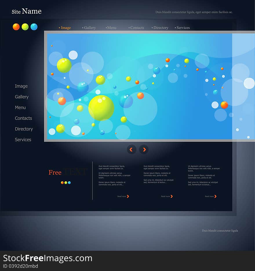 The site with the design and the decision in blue on a dark background. The site with the design and the decision in blue on a dark background