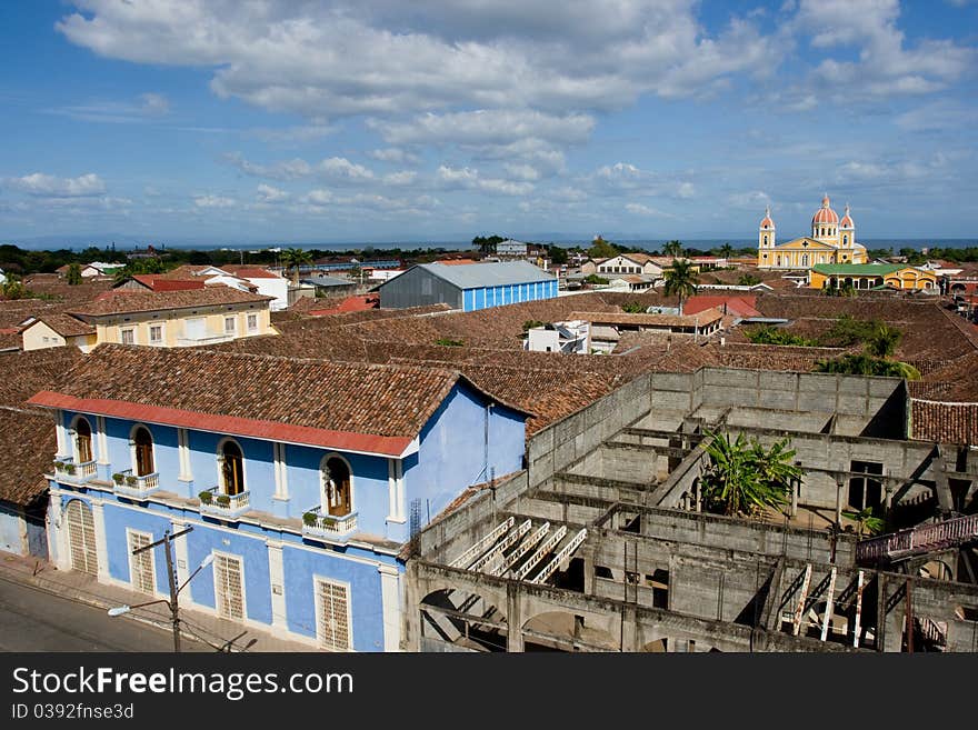 An aerial view of the City of Granada in Nicaragua