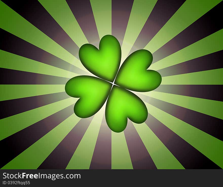 Lucky clover over over green and black lines background. Illustration. Lucky clover over over green and black lines background. Illustration