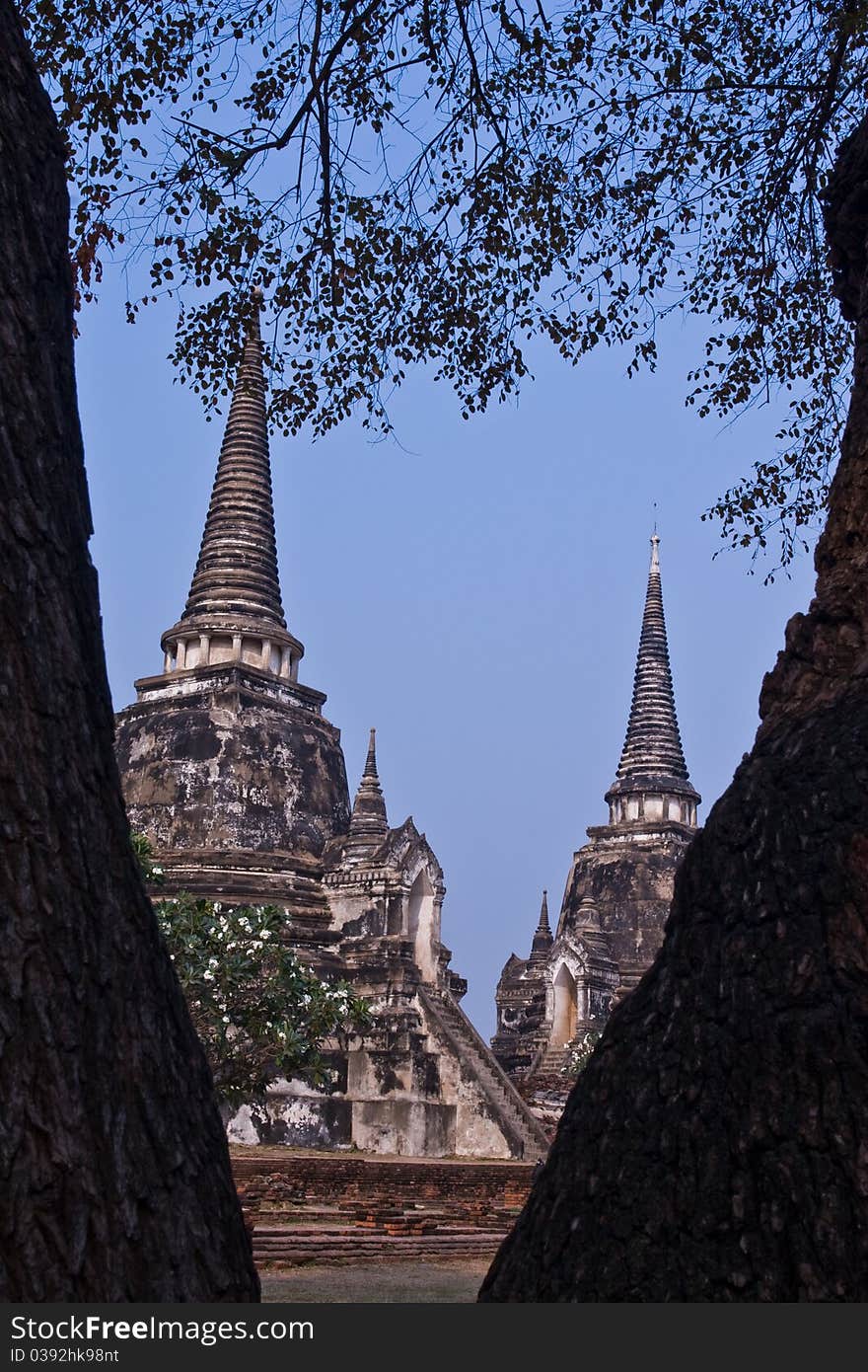 The Ancient Pagoda Of Ayutthaya, Thailand