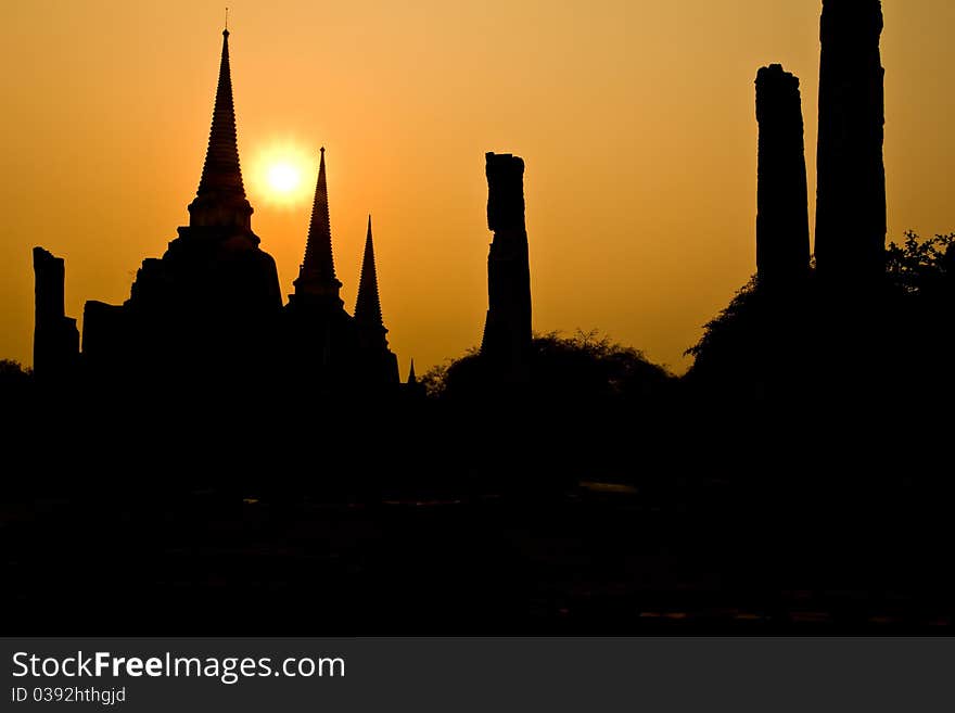 The Ancient Pagoda Of Ayutthaya, Thailand