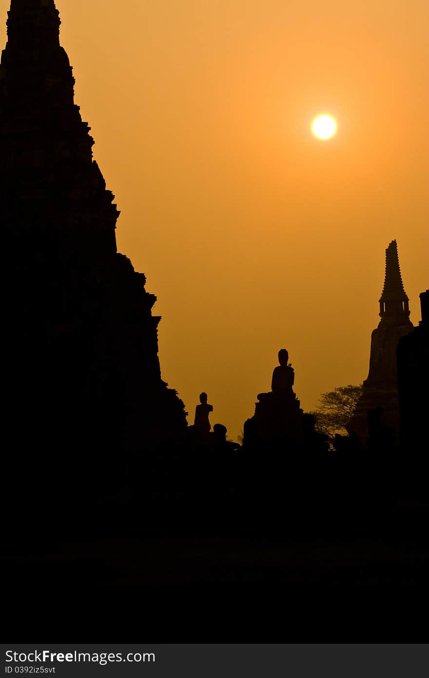 The Ancient Pagoda Of Ayutthaya, Thailand