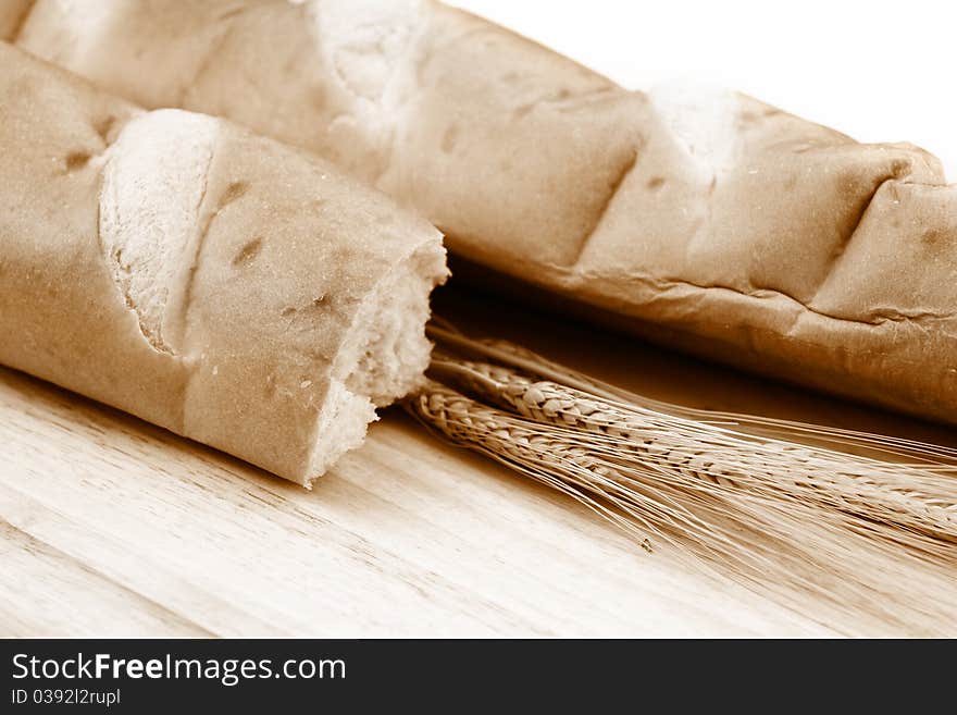 Wheat bread loafs with wheat spikes