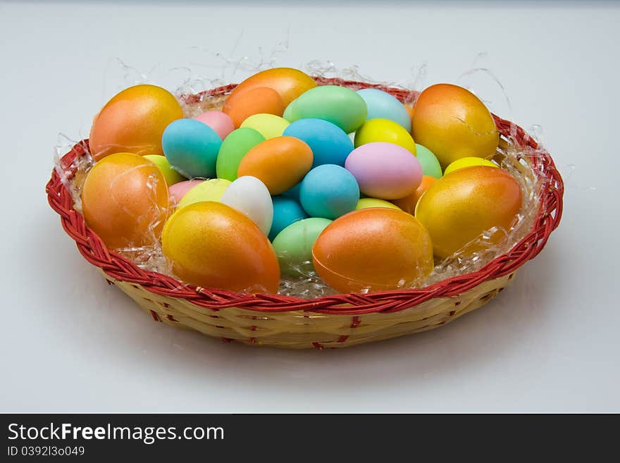 Many colored eggs for Easter