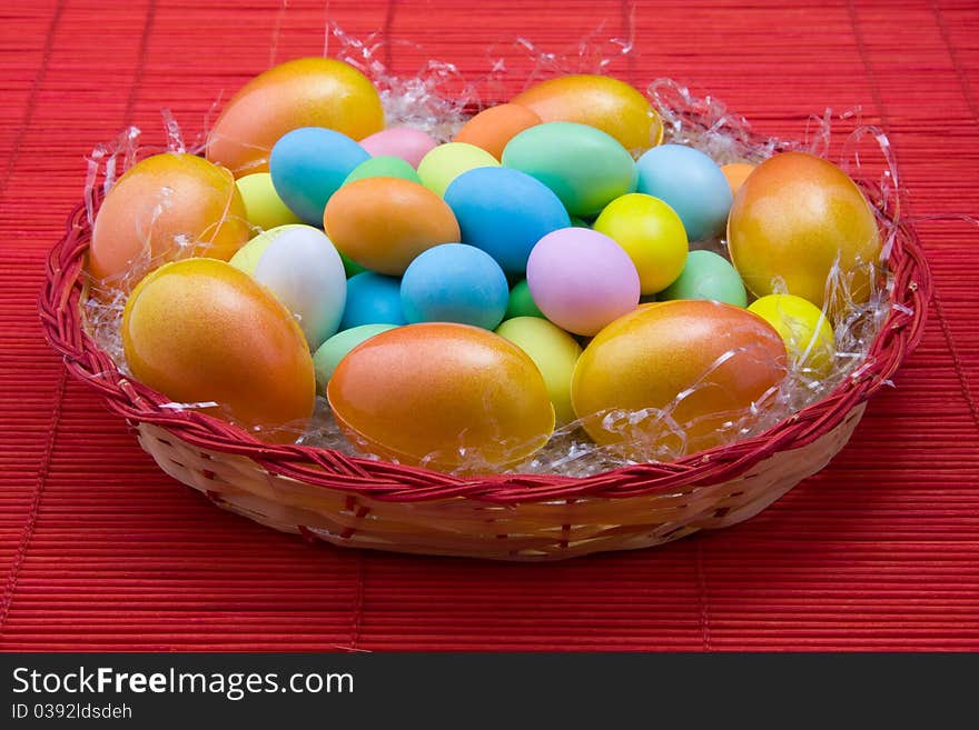 Many colored eggs for Easter