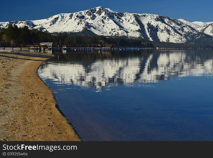 View of the Sierra mountains from South Lake Tahoe, California. View of the Sierra mountains from South Lake Tahoe, California.