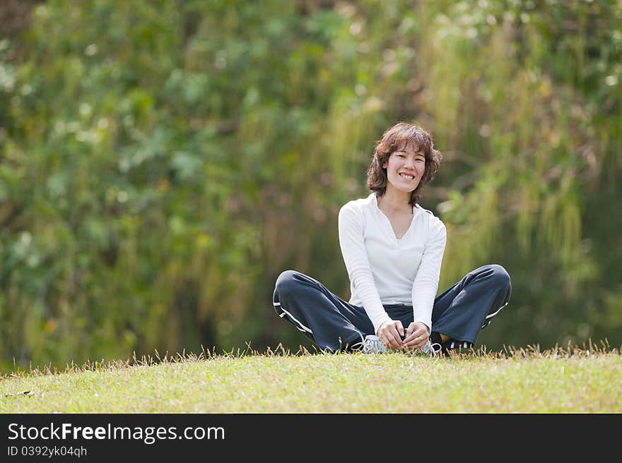 Woman Doing Fitness And Yoga