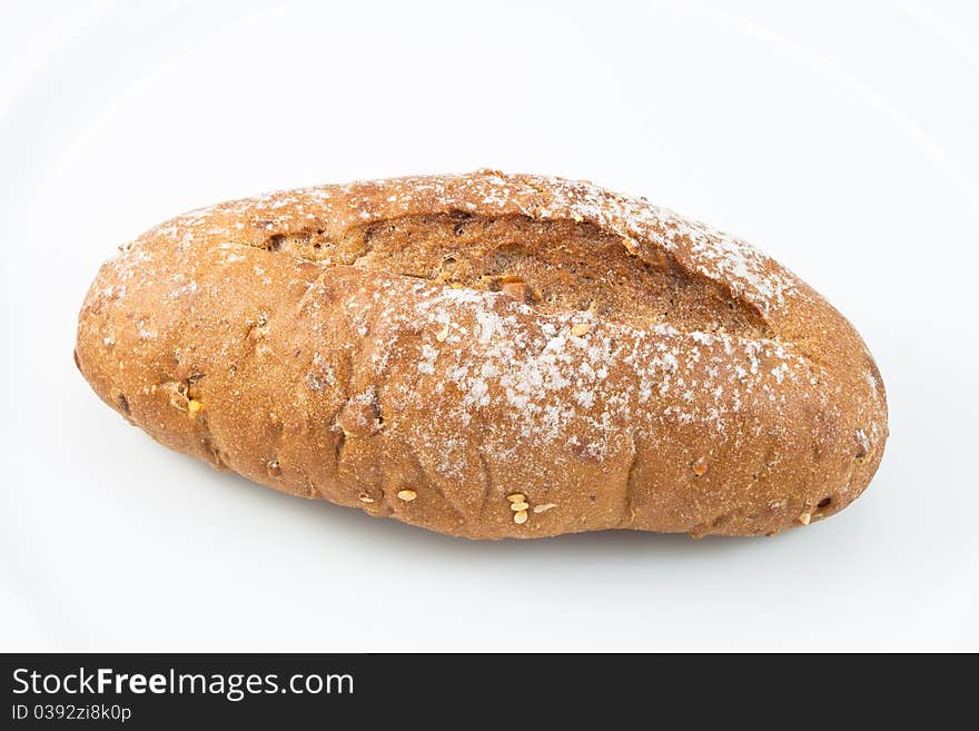 A bread on white background