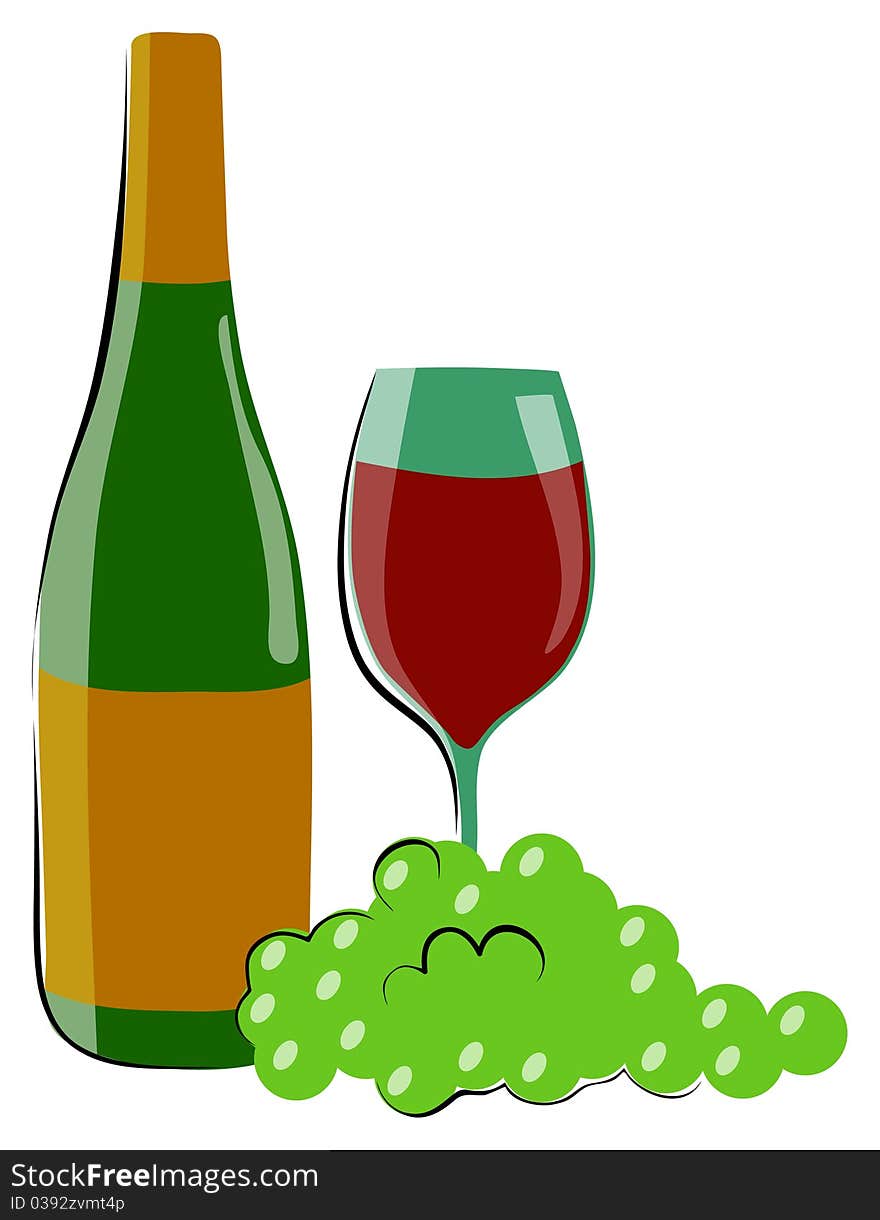 Wine and grape is isolated on a white background