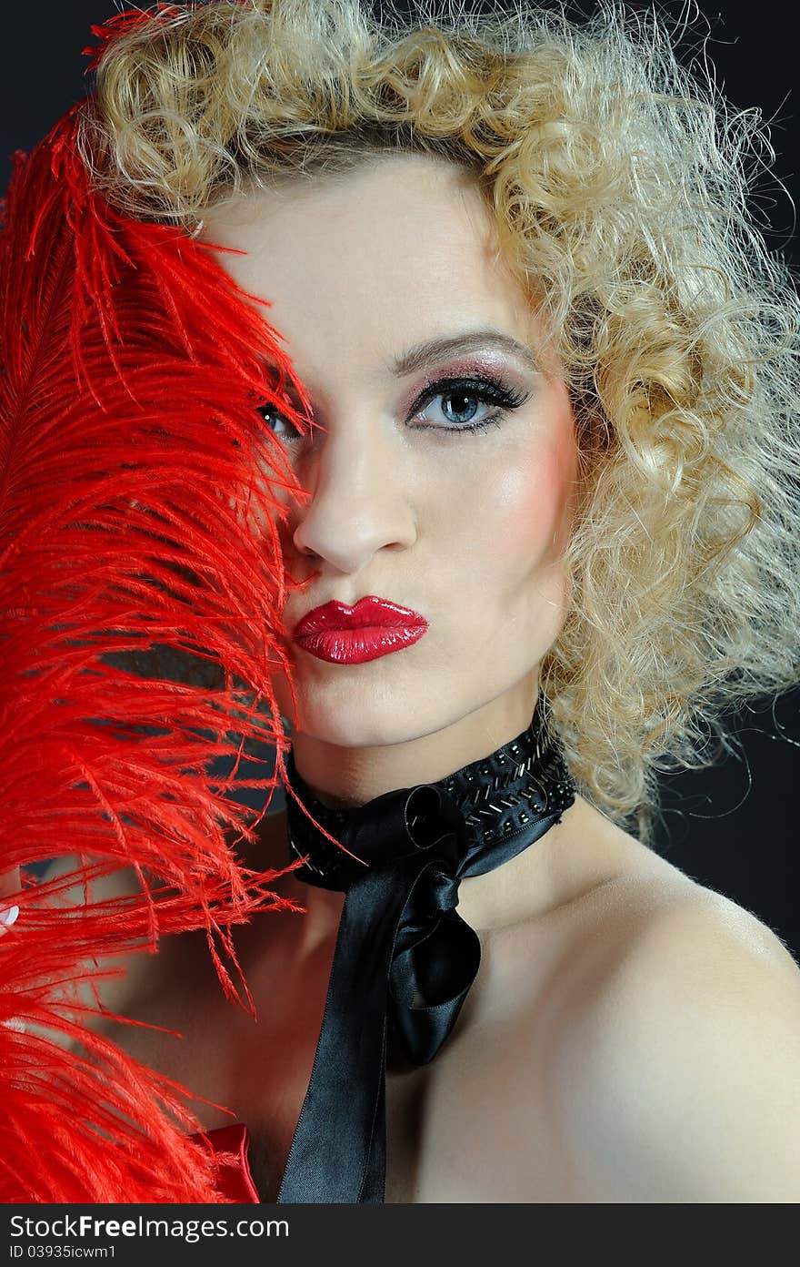 Pretty cabaret showgirl fashion stage make-up. Pretty cabaret showgirl fashion stage make-up