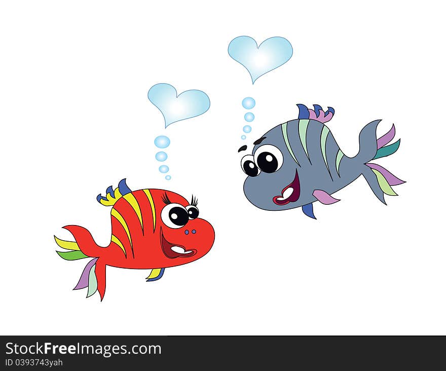 Bubbles with sea fish in love