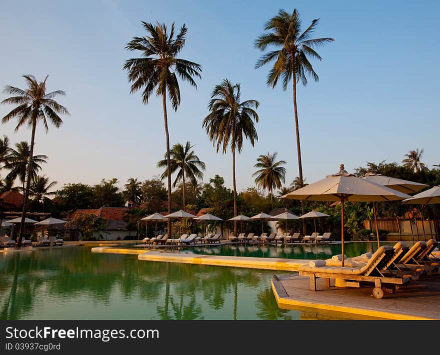 Swimming pool on the beach in Thailand