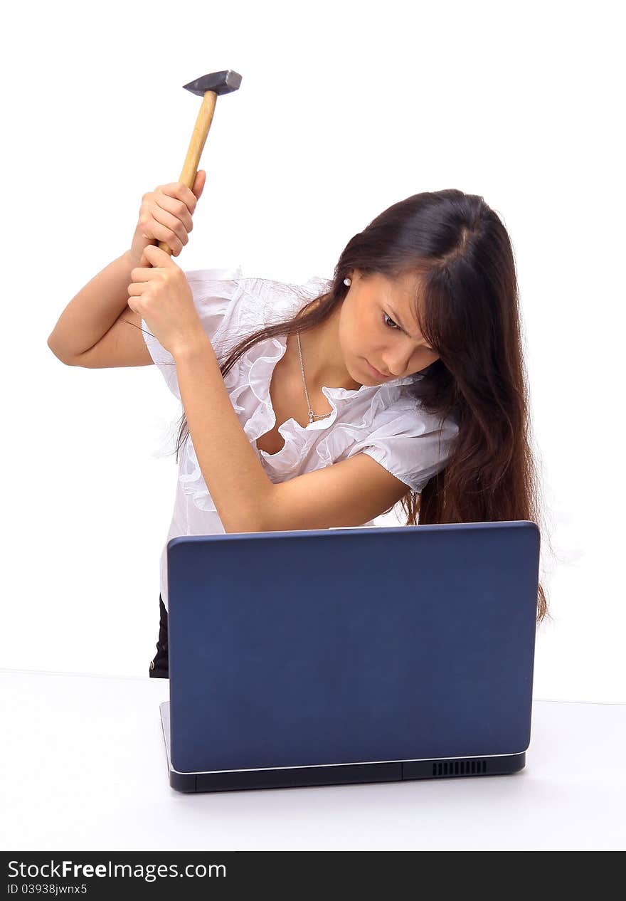 Exhausted businesswoman, fed up with all the work she has to do