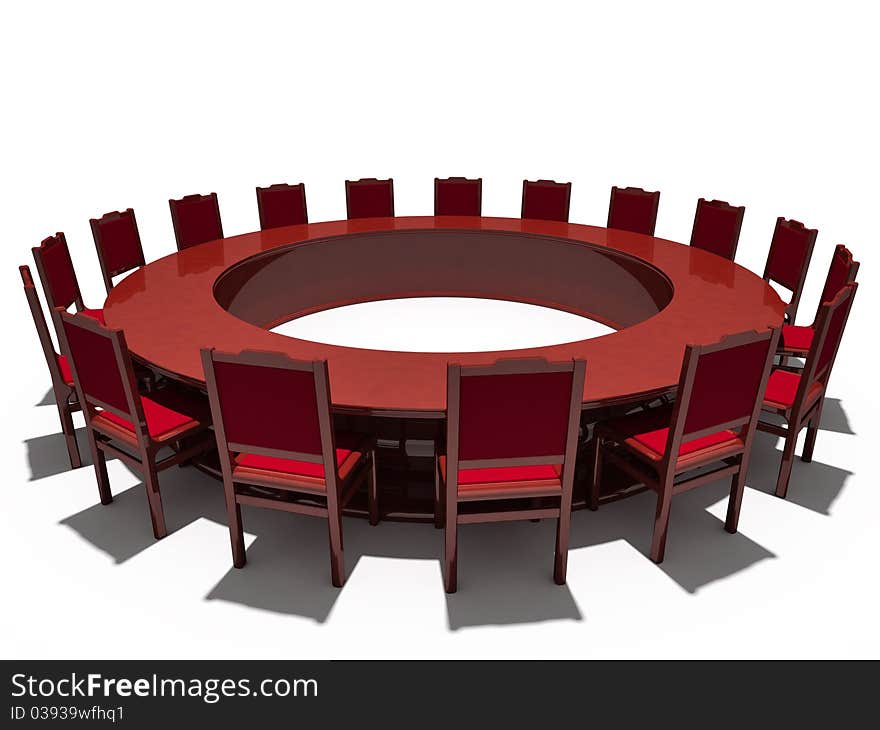 Table and chairs on a white background