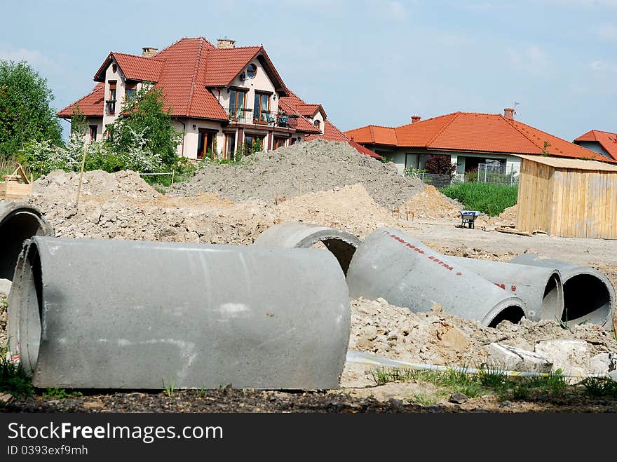 A brick wall of new unfinished house. A brick wall of new unfinished house