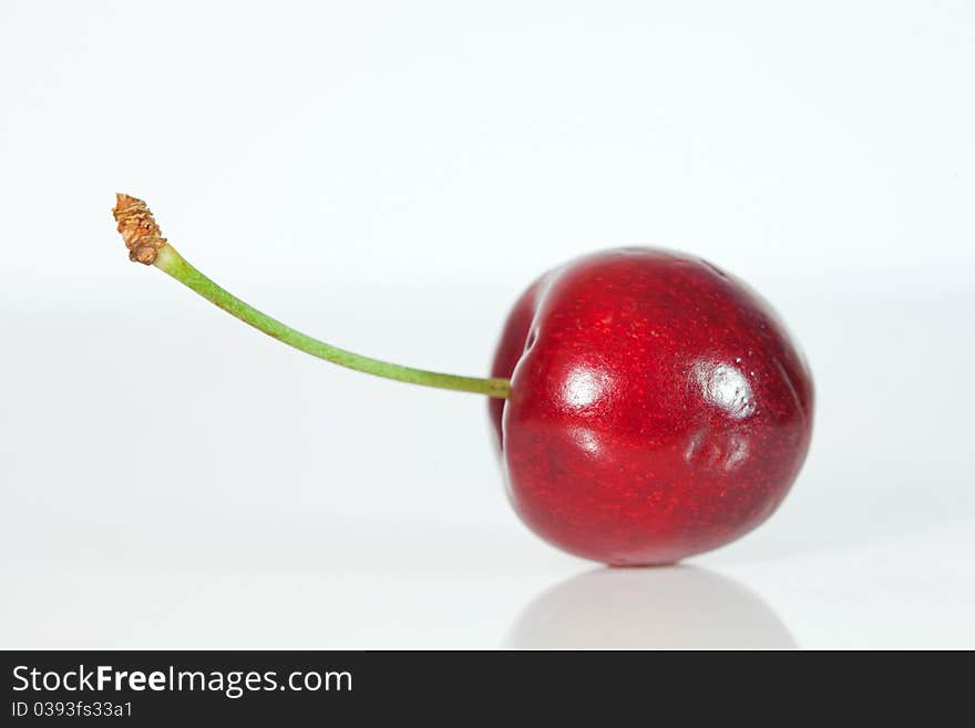 Close up of cherry isolated on white