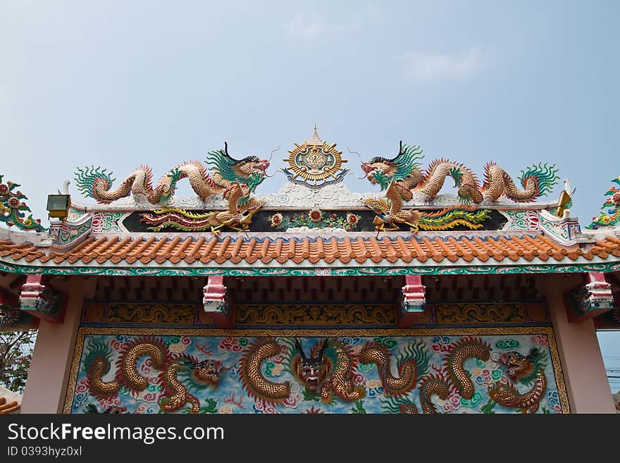 Chinese dragon and the blue sky