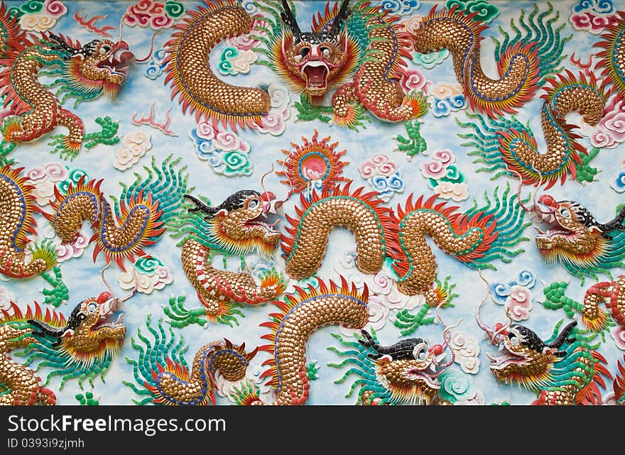 Chinese dragon in shrine,East of Thailand