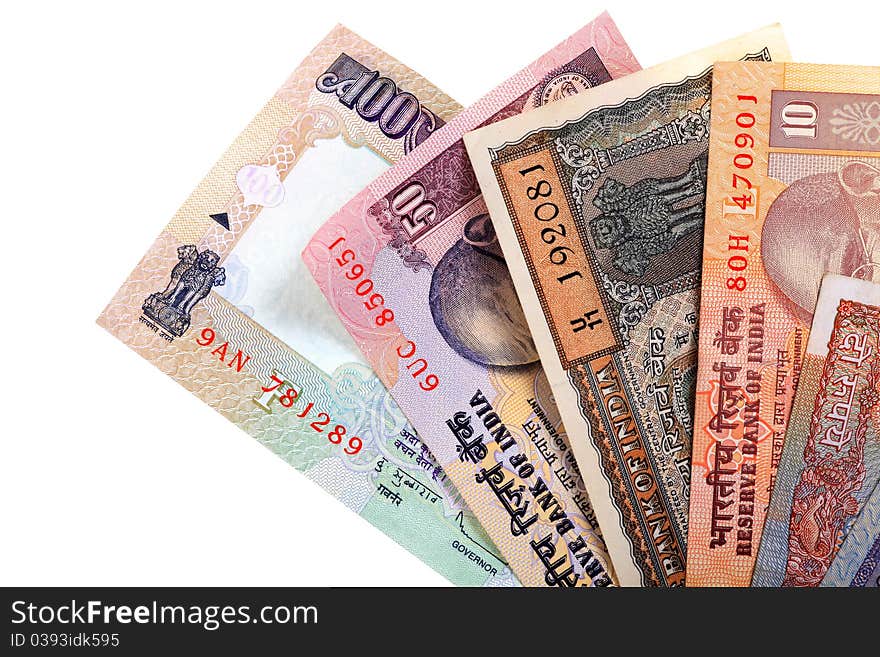 Indian curreny notes isolated on white background. Indian curreny notes isolated on white background.