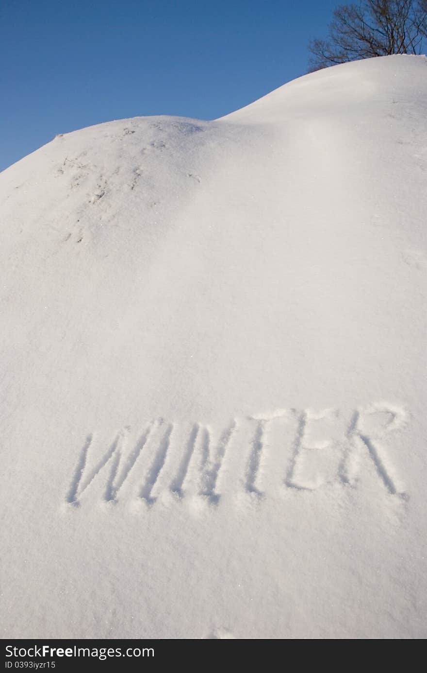 Winter word picture on snow. Winter word picture on snow