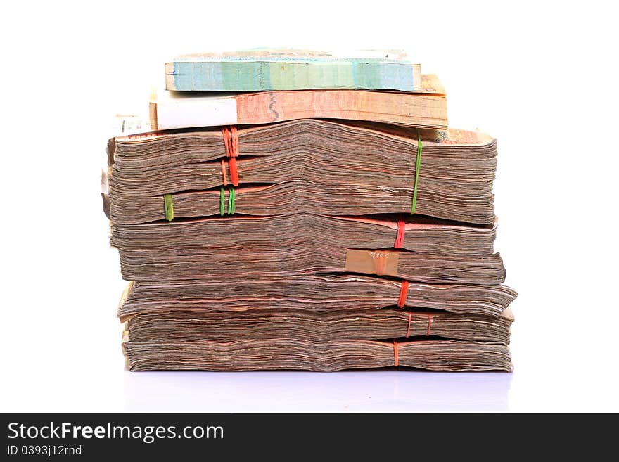 Stack of money isolated on white background. Stack of money isolated on white background.