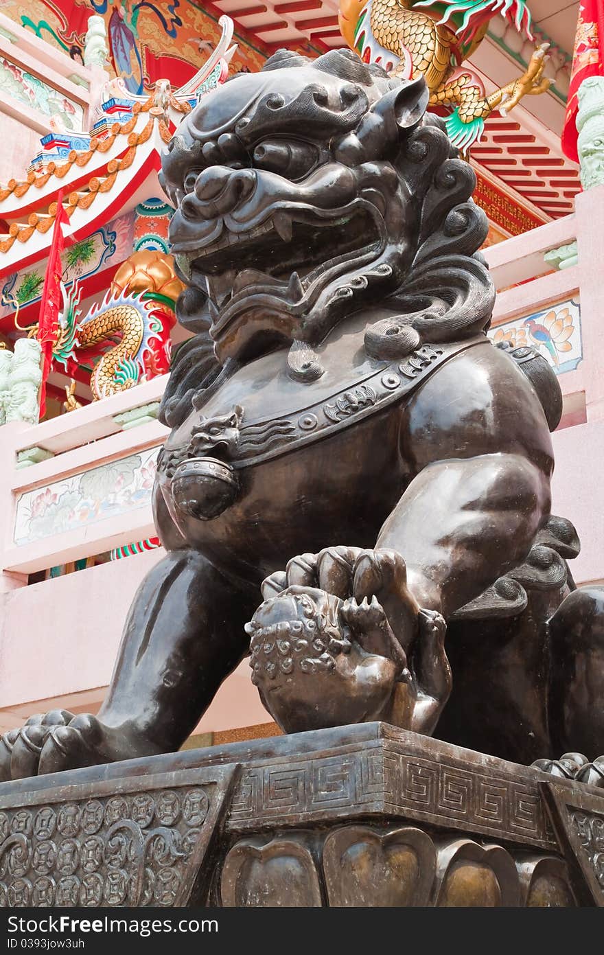 Chinese dragon statue sculpture in Chinese shrine,East of Thailand