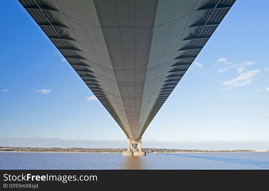 Large Suspension Bridge Over A River