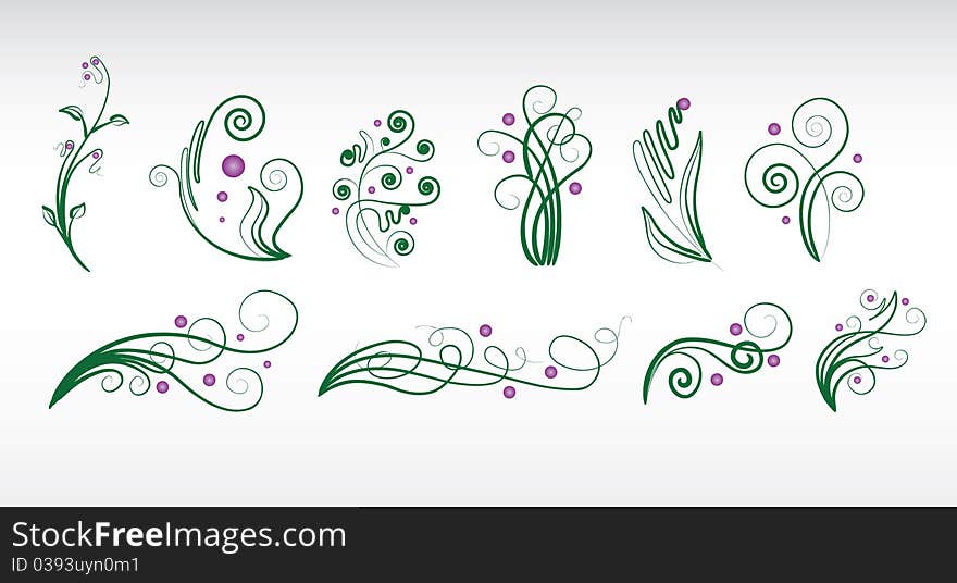 Abstract floral elements set