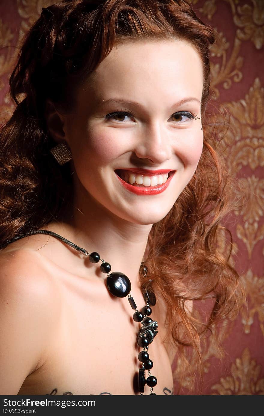 Beautiful vintage woman posing in studio. Beautiful vintage woman posing in studio