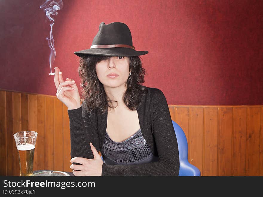 Girl With Smoking Cigar