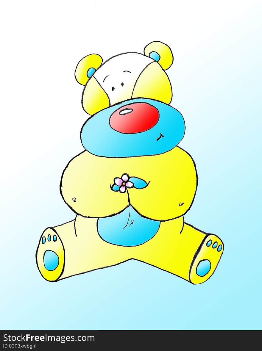 An illustration of a teddy bear holding a flower. An illustration of a teddy bear holding a flower.