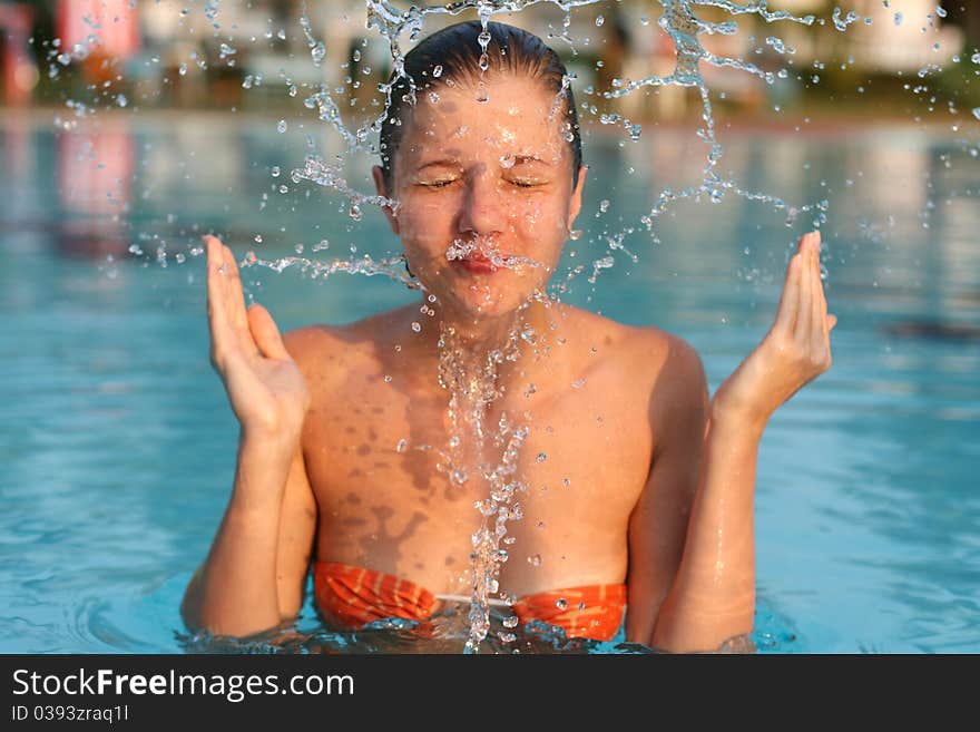 Woman in swimming pool