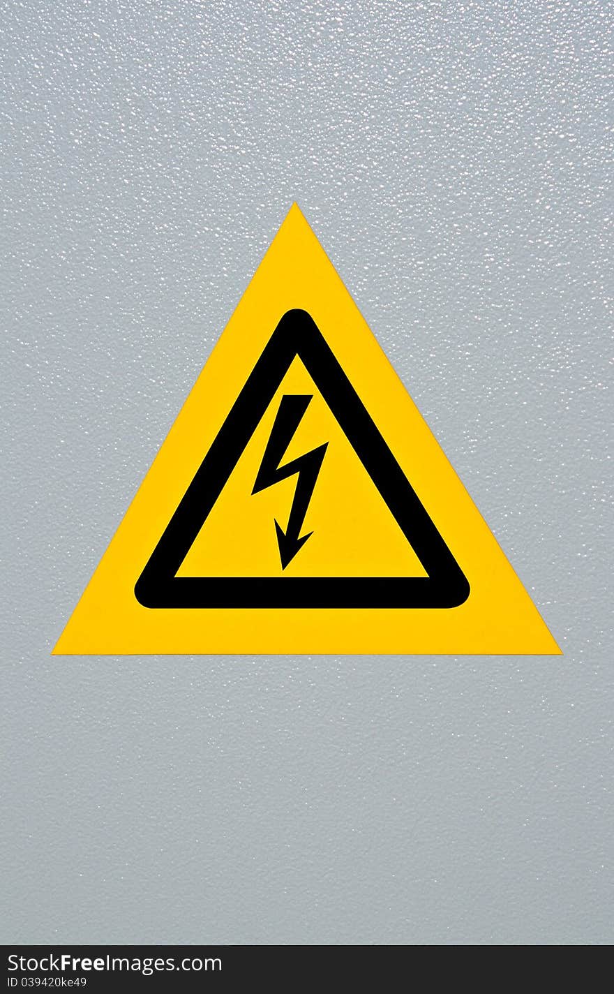 Signal of danger of electrocution from high voltage isolated in grey. Signal of danger of electrocution from high voltage isolated in grey