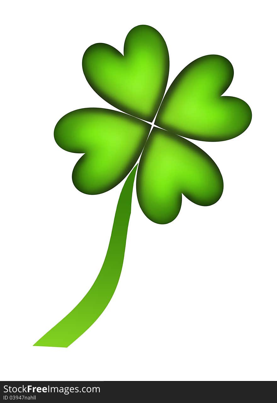 Four leaf clover representing good fortune over white background. Four leaf clover representing good fortune over white background