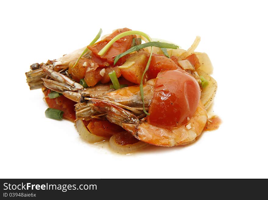 Prawn with tomato sauce