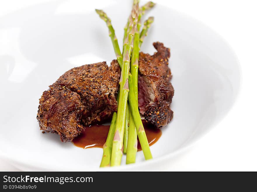 Steak with Asparagus - Horizontal shot