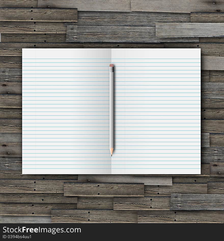 Notebook with pencil